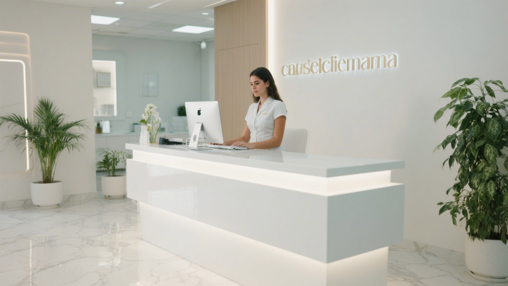 Recepção moderna e acolhedora